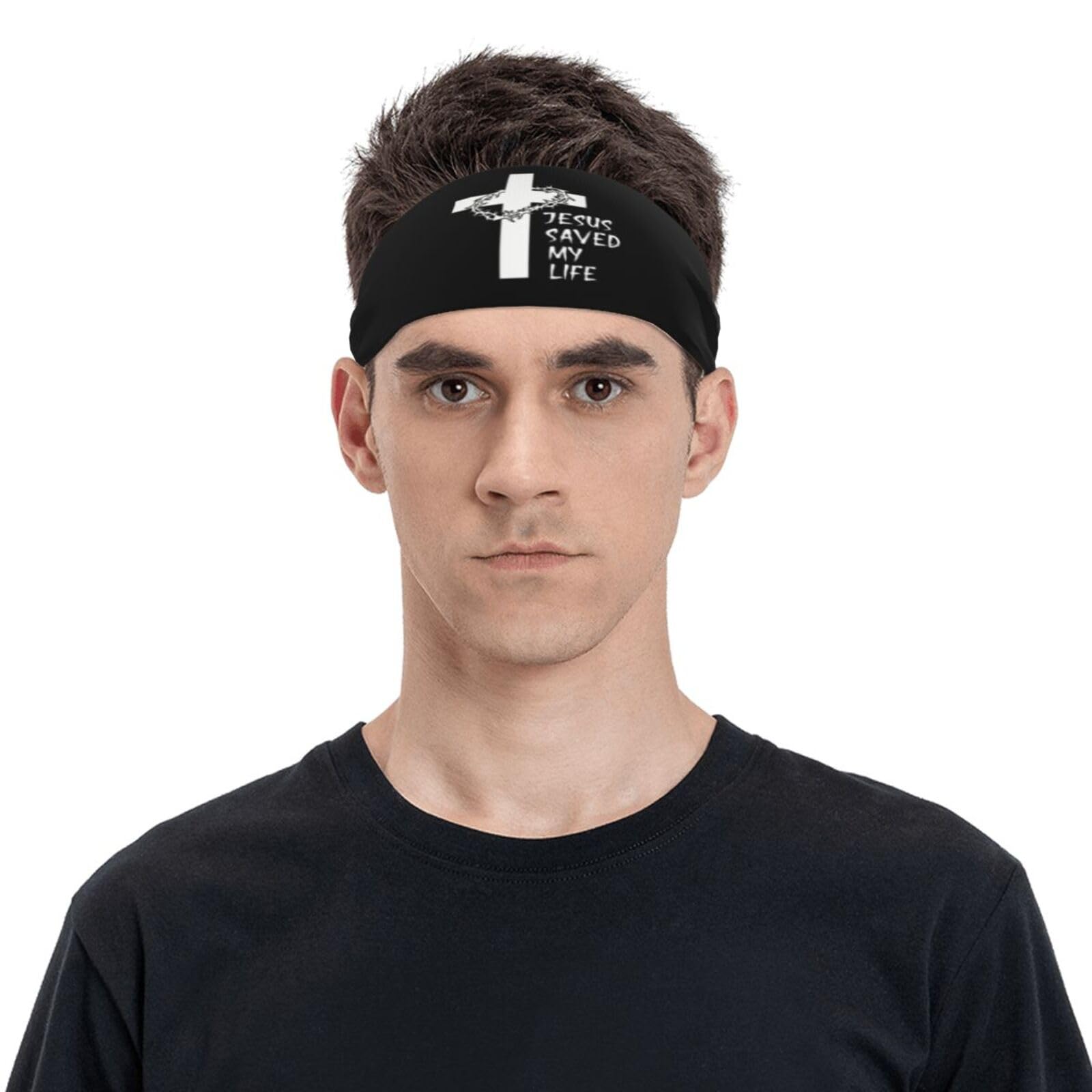 Generic Religious Christian Faith Jesus-Romans 1:16 Sports Headbands for Men Women, Moisture Wicking Workout Headband, Sweatband for Running,Cycling,Football,Yoga—9, Black