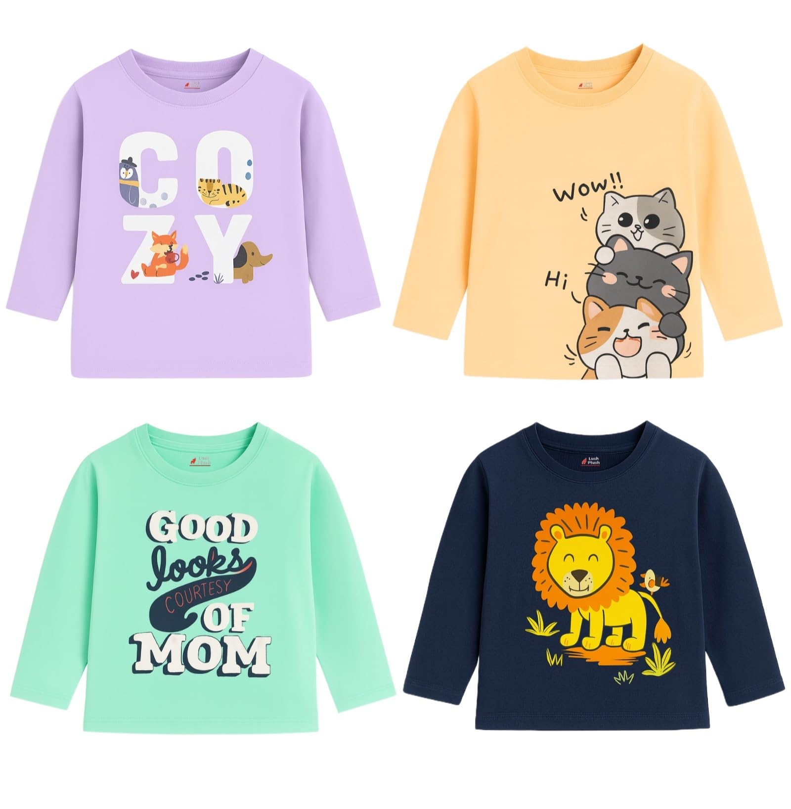Boys Cotton Full Sleeves Printed T-Shirt (Multicolor) Combo Pack-image-45