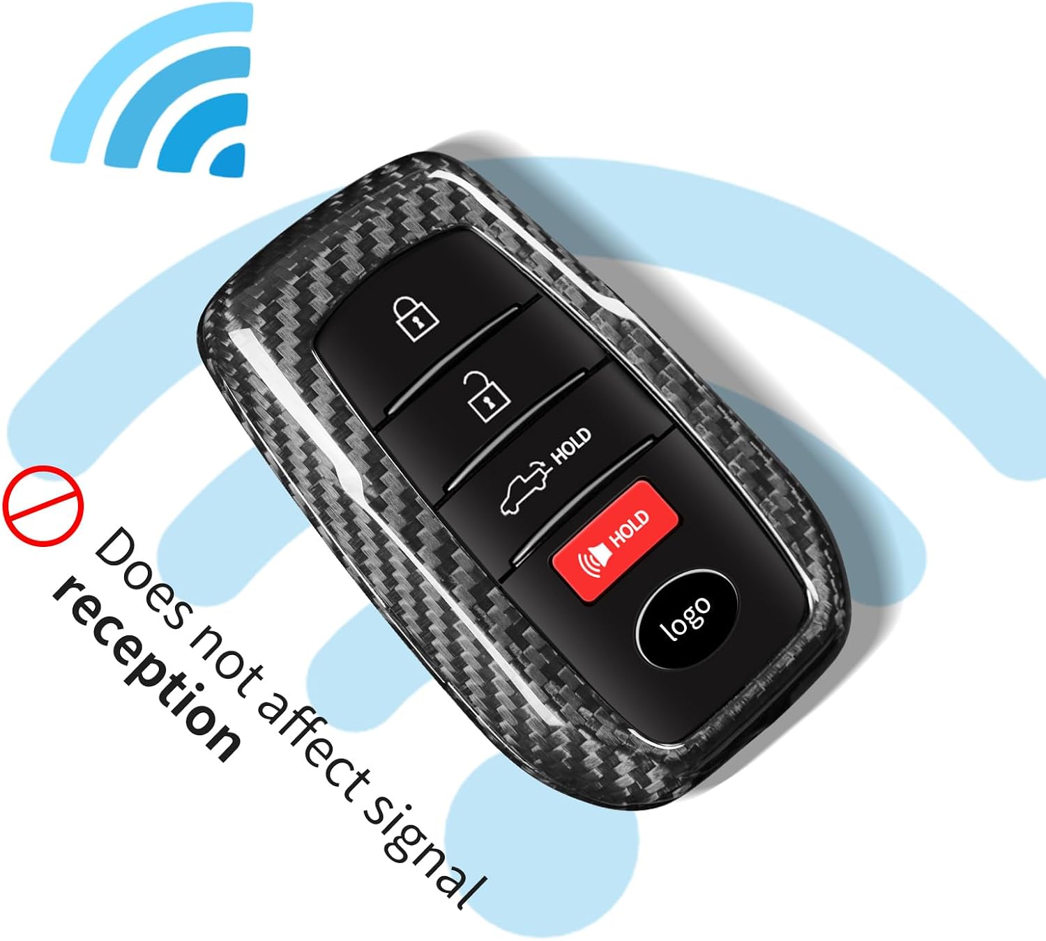 T-carbon Key Fob Cover Compatible with Toyota Camry 2025-2026, Real Glass Fiber Key Fob Case Compatible with Toyota Venza 2021-2025, RAV4 Prime Land Cruiser Fortuner Hilux, Silver Black
