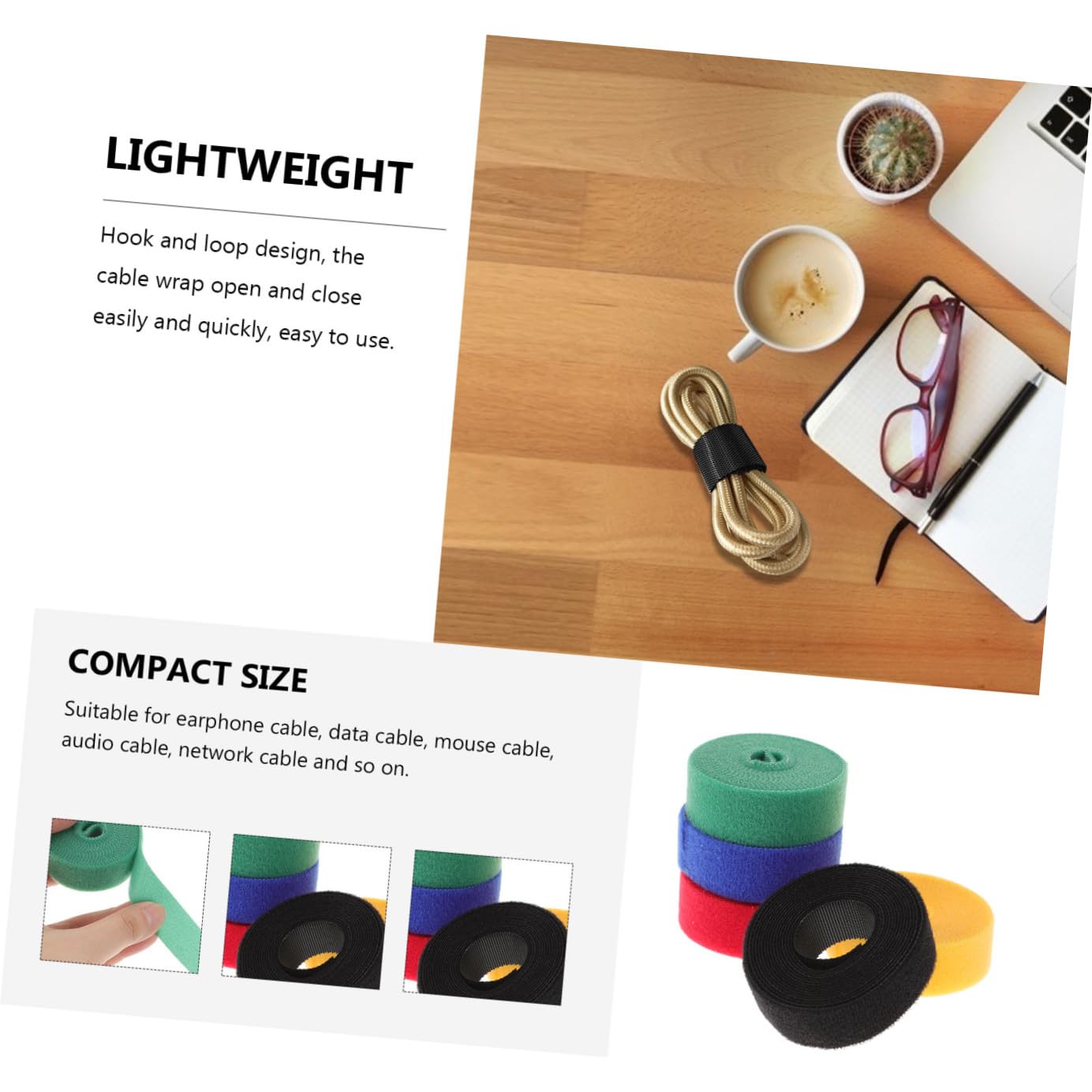 Gadpiparty 20rollen Selbstklebende Kabelbinder Aus Klett Robuste Kabelorganizer Für Desktop Usb-kabel Und Geräte Wiederverwendbare Verstellbare Kabelstrips Und Jeweils