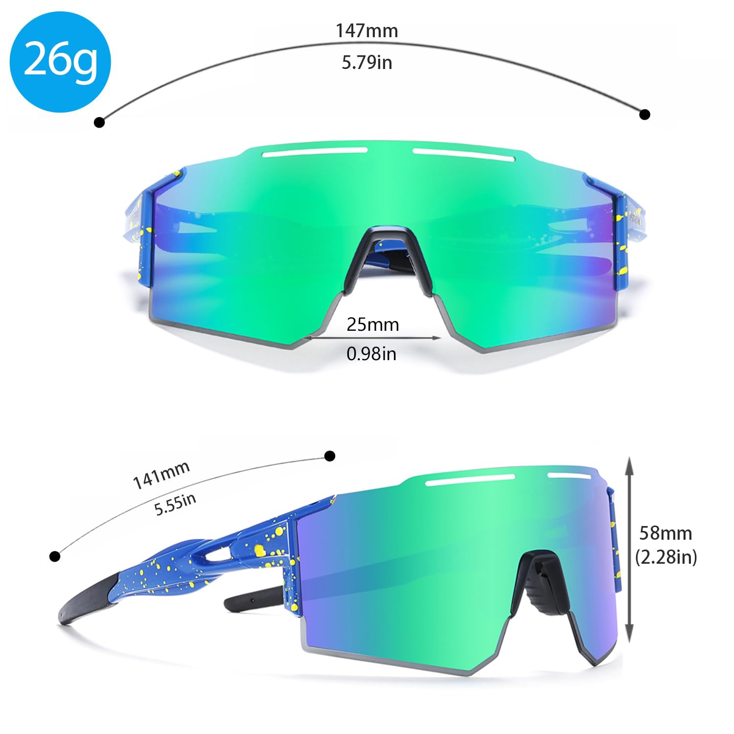Sportbrille-Sonnenbrille Herren-Damen-Fahrradbrille-Sunglasses men-Polarisiert-Schnelle Brille,UV400-Schutz, Leichter, langlebiger TR90-Rahmen, Hartschalen-Etui