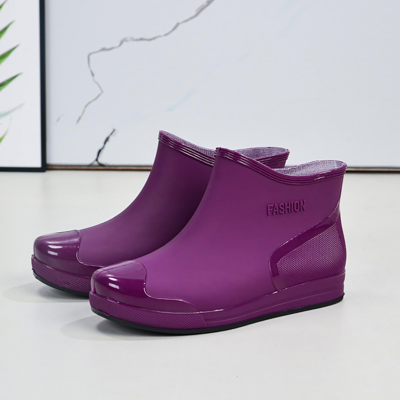 riou Botas de Agua Mujer Chelsea Zapatos de Jardin Antideslizante Tobillo Wellington Lluvia