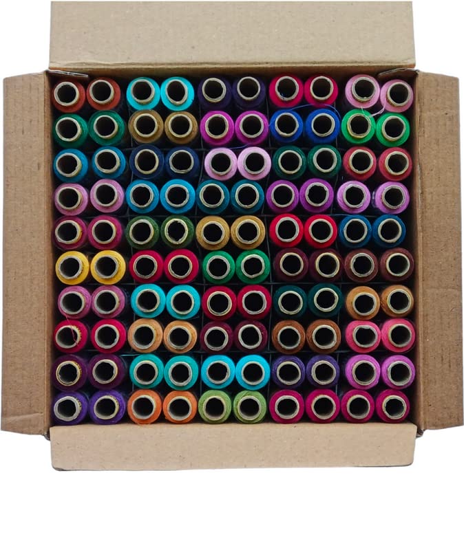 Vardhman Polyester Sewing Threads in Box H-303 (Multi-Coloured) - Set of 100 Pieces
