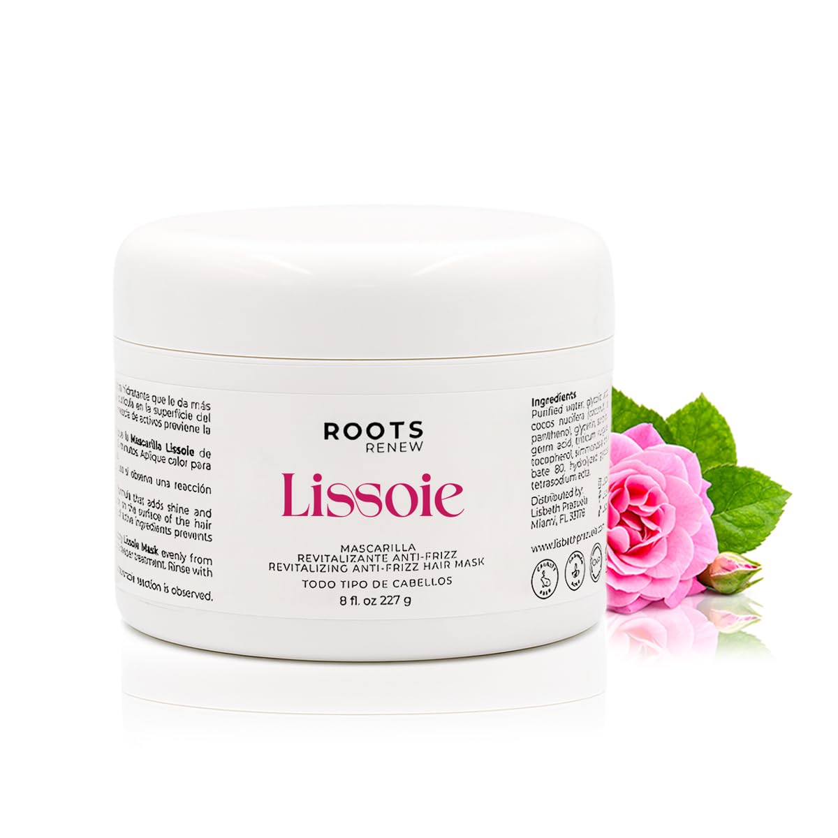 Lissoie Revitalizing Anti-Frizz Hair Mask 8 fl oz | Deep Conditioner for Dry Damaged Color-Treated Hair | Collagen, Keratin & Coconut Oil | UV Shield