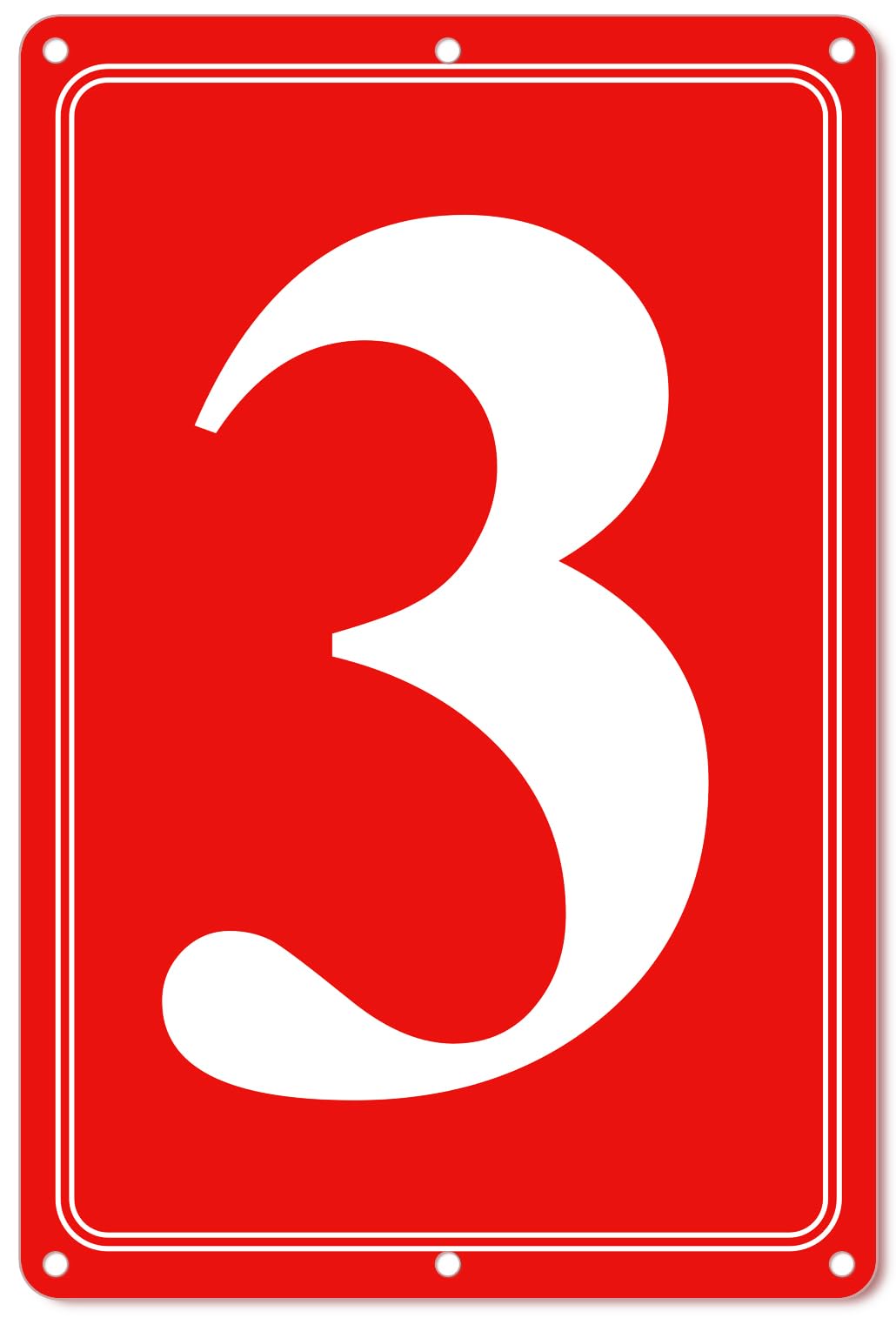 i-CowFun Premium Aluminum Number Signs 3, Metal 12" X 8" Red Numbered Signs Outdoor for Parking Lots, Floor, Dock, Court, Aisle, Field, High