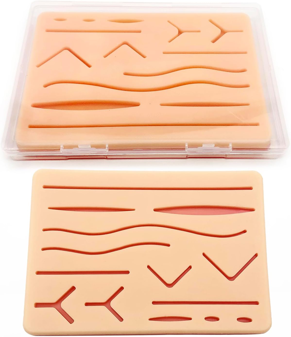 Upgraded Suture Pad（2Pcs and a Box）has 3 Layer Silicone14 Wounds，Embedded Rip-Resistant Mesh，Hard to Tear。Gifts for Medical Students，Suture Pads Perfect Suture Kit，Suture Practice Pad