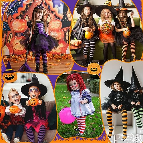 American Trends Halloween Girls Tights Toddler Striped Tights Ultra-Soft Baby Girl Leggings Witch Purple-black Stripes 1-3T3