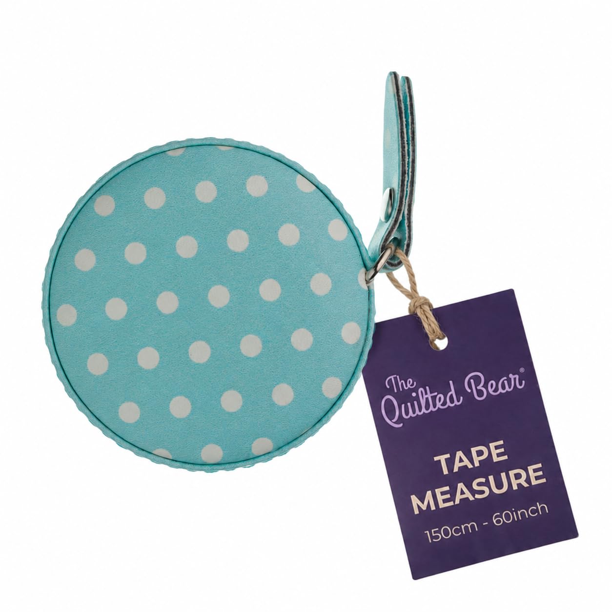 The Quilted Bear Retractable Fabric Tape Measure 150cm/60", Blue Polka Dots