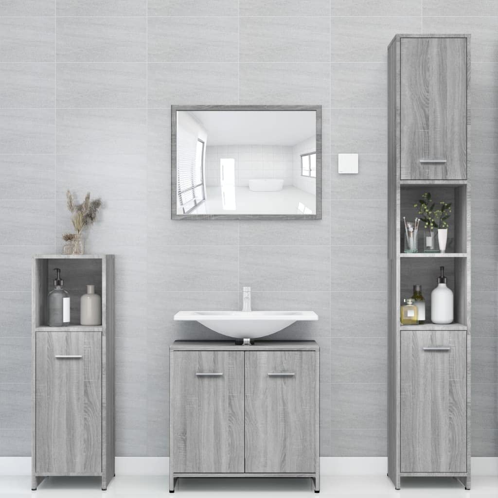 Mueble de baño gris vertical de 183,5 cm para crear un ambiente ordenado y zen