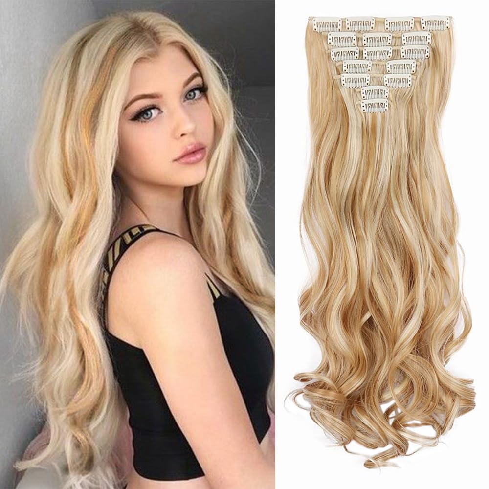 Amazon.com : 22 Inch Clip In Hair Extensions 7 PCS Long Wavy