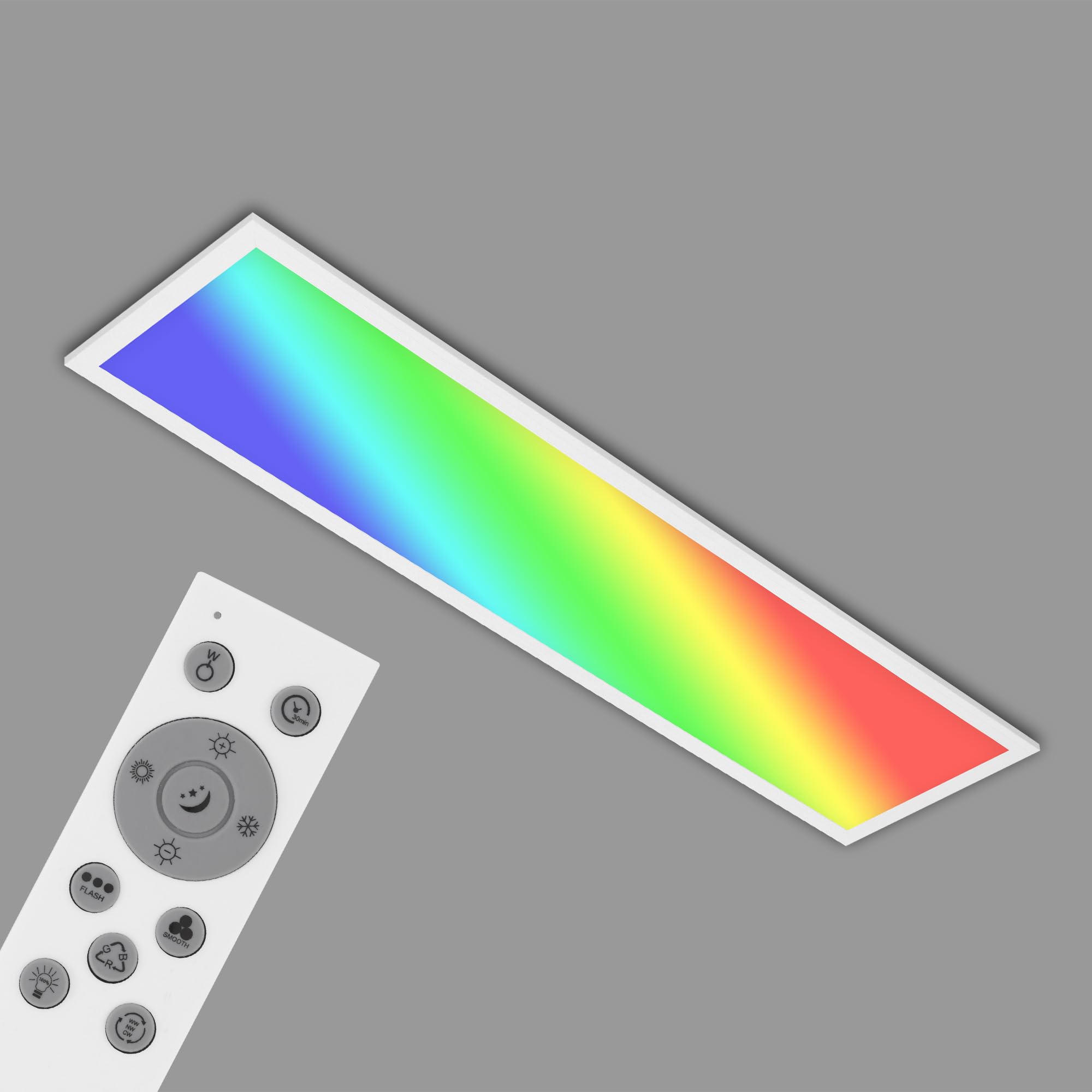 Briloner - Lampada da soffitto LED piatta con telecomando, luce RGB, regolabile da bianco caldo a bianco freddo, plafoniera LED, lampada da soggiorno, pannello LED, cucina, 100x25x6,6 cm, bianco