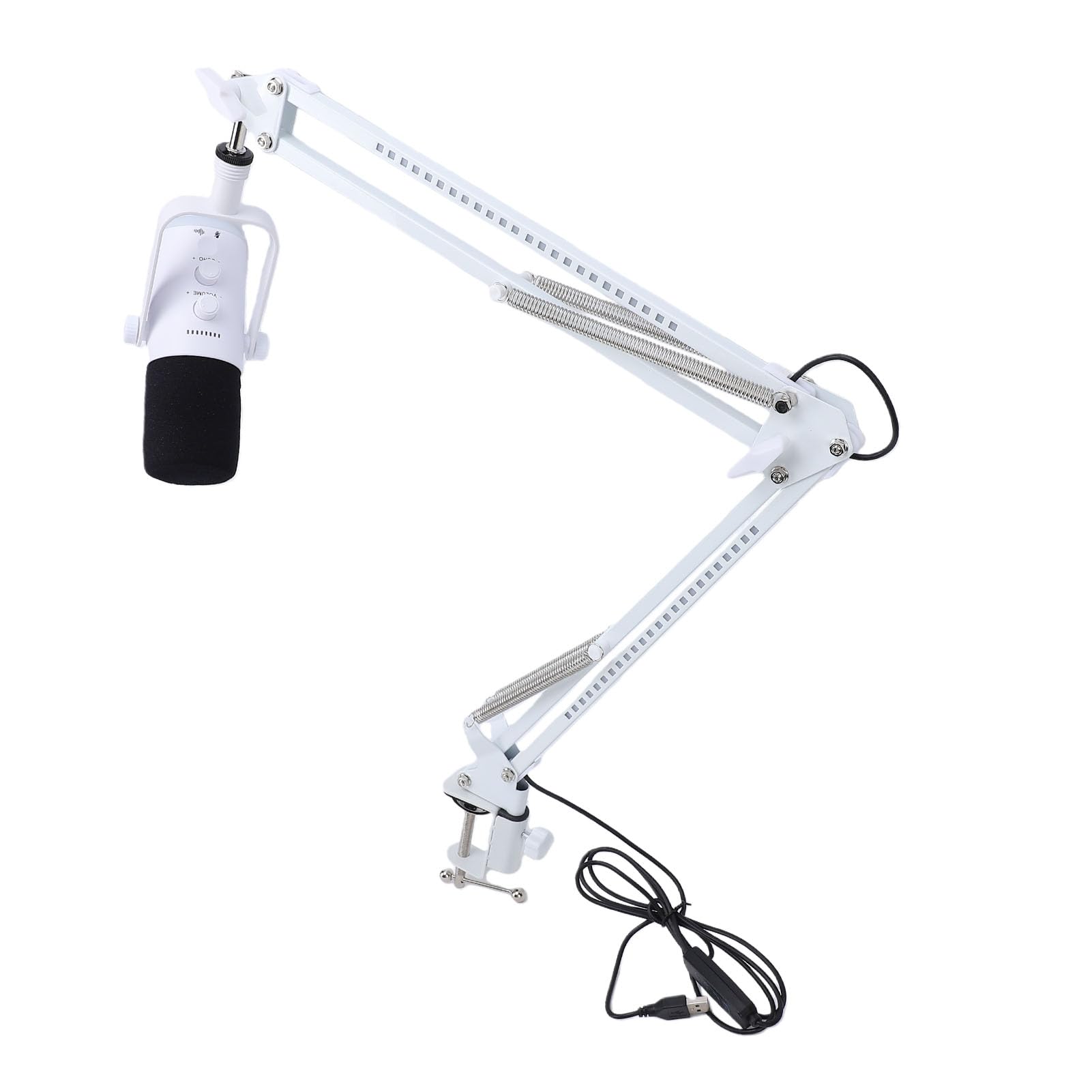 Keenso Gaming-USB-Mikrofon, Kunststoff-Metall-Kondensatormikrofon mit RGB-Galgenarm und Lautstärkeregler, PC-Gaming-Mikrofon für Streaming-Podcast-Aufnahmen und Voice-Chat (White)