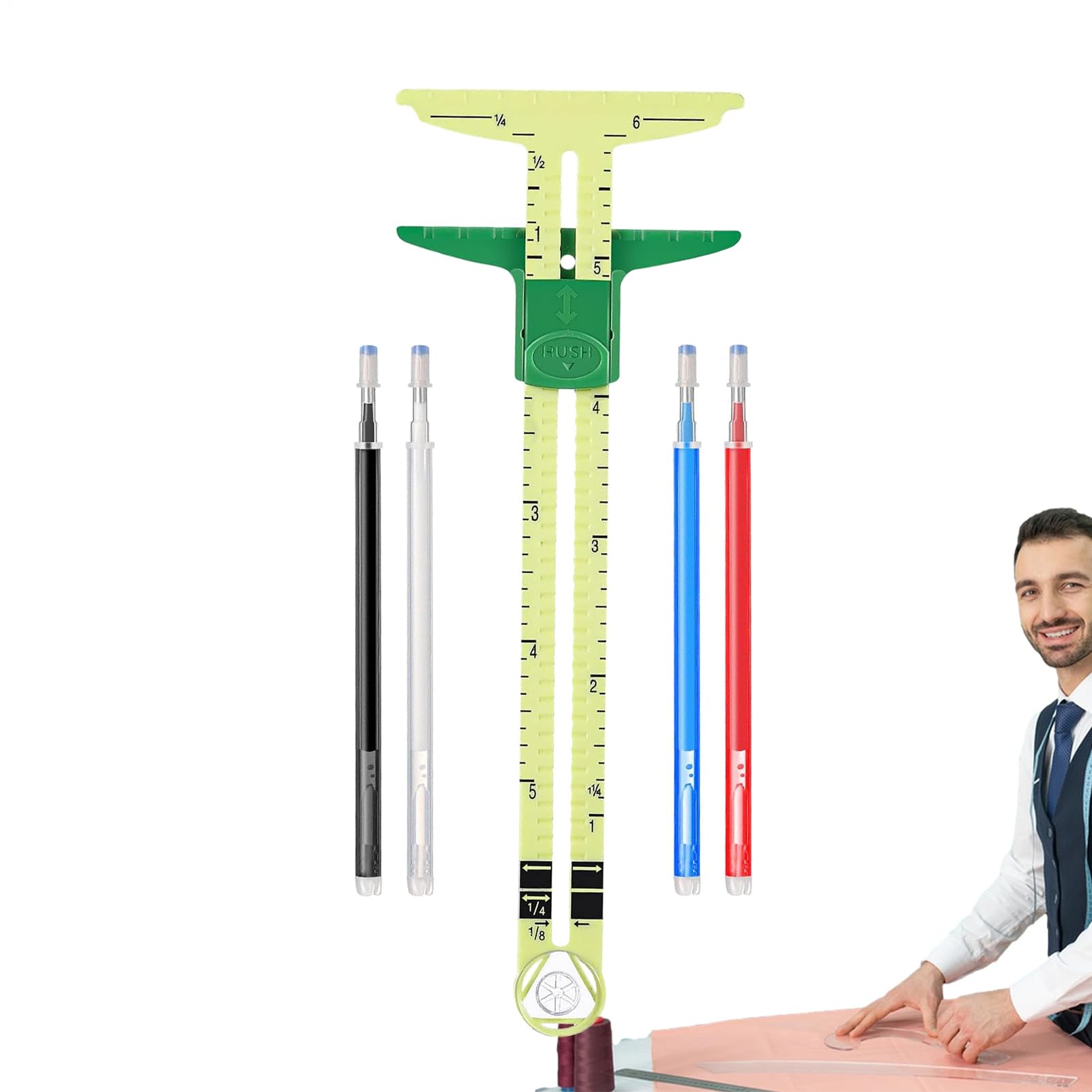 Righello di misurazione per cucito, calibro scorrevole di precisione, righello per trapuntatura, strumento di allineamento sartoriale, guida di misurazione artigianale, righello per marcatura