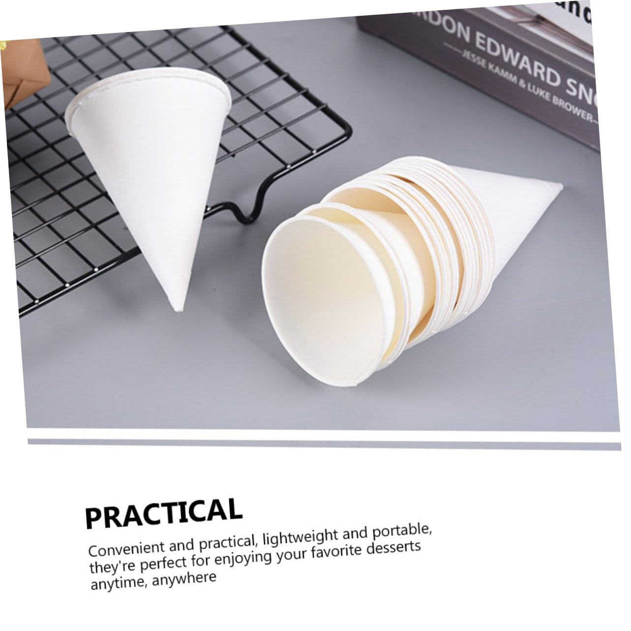 200 Piezas Unidades Vasos de Papel Cónicos para Postres y Helados Resistentes y Desechables para Fiestas y Reuniones Familiares