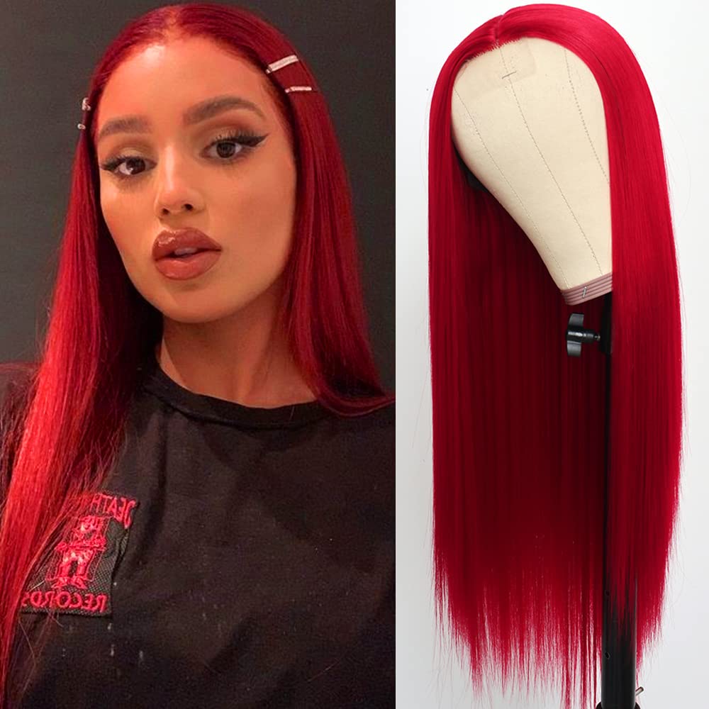 Amazon.com : PlatinumHair Red Wig Long Straight Hair Synthetic Wig Natural  Looking Red Hair Color Wig Heat Resistant Fiber Hair Wigs for Fashion Women  : Beauty & Personal Care