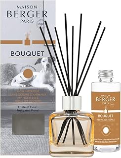 Maison Berger - Bouquet Parfumé - Modele Glaçon Transparent - 6 Brins Noirs - 21 cm - Recharge de 100 millilitres Incluse - Durée de Diffusion 4 à 6 semaines (sans Odeurs d'animaux)