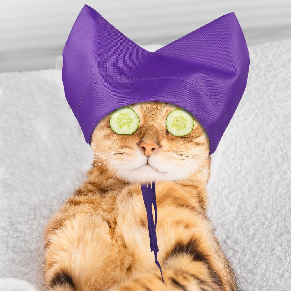 Gorros de ducha para gatos, gorro de baño impermeable para gatitos, protección para los oídos para gatos, gorro para mascotas, protector de orejas, gorro de ducha para gatos y perros pequeños, baño