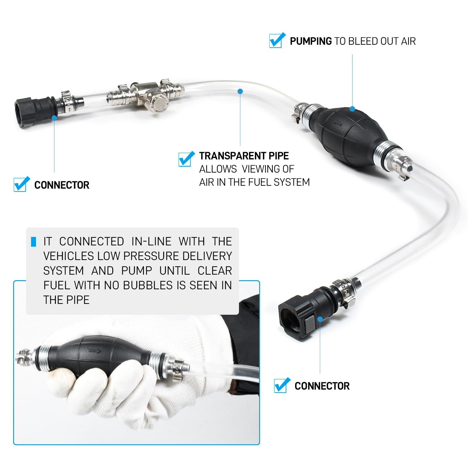 SMOTIVEPRO 7-teiliges Diesel Priming und Entlüftungsset für Diesel Fahrzeuge, Kompatibel mit den Gängigsten Fahrzeugmarken und modellen