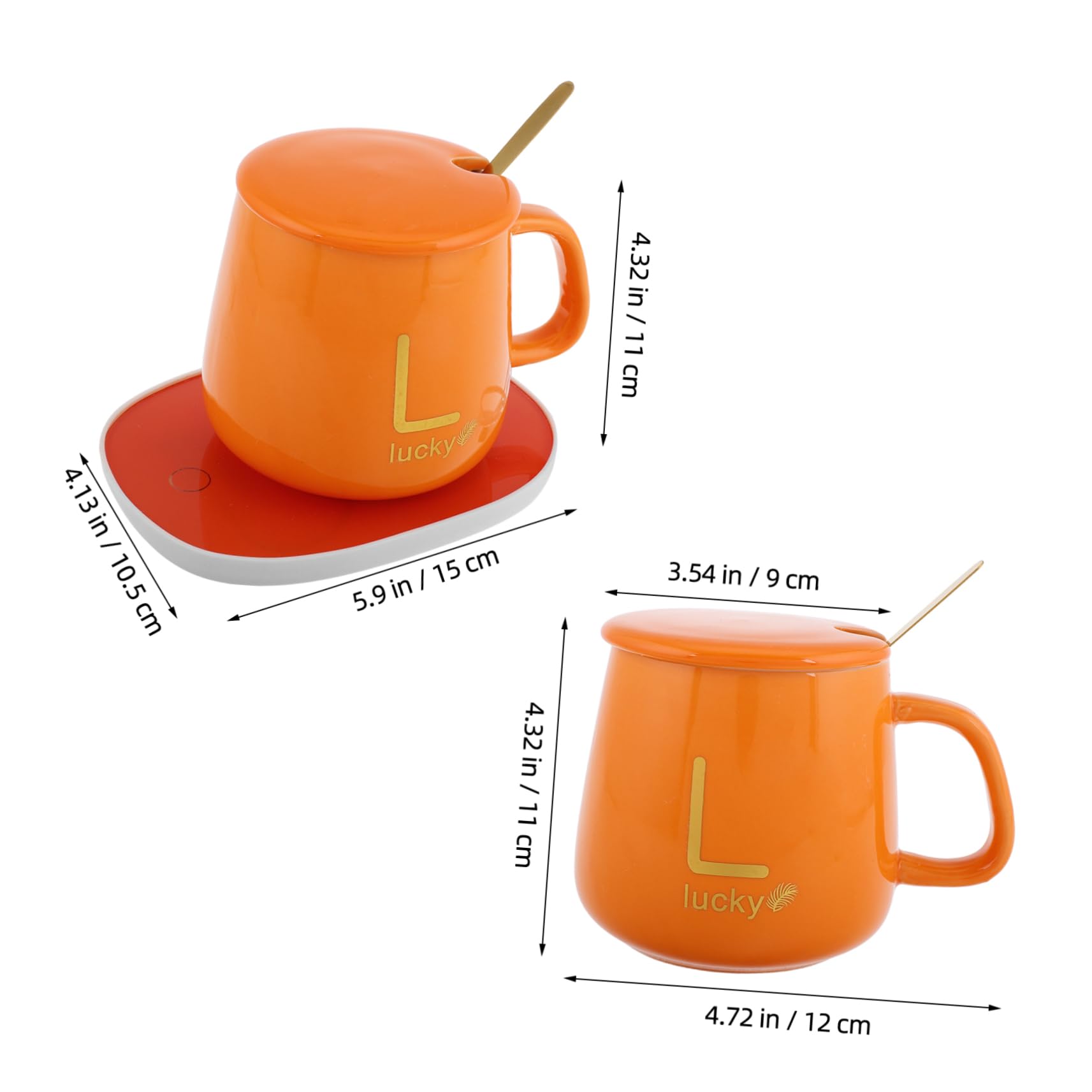 Calentador Taza Eléctrico con Set Taza Naranja Mantenedor Temperatura para Café Té Cacao Leche con Caja Regalo para Cumpleaños y Navidad