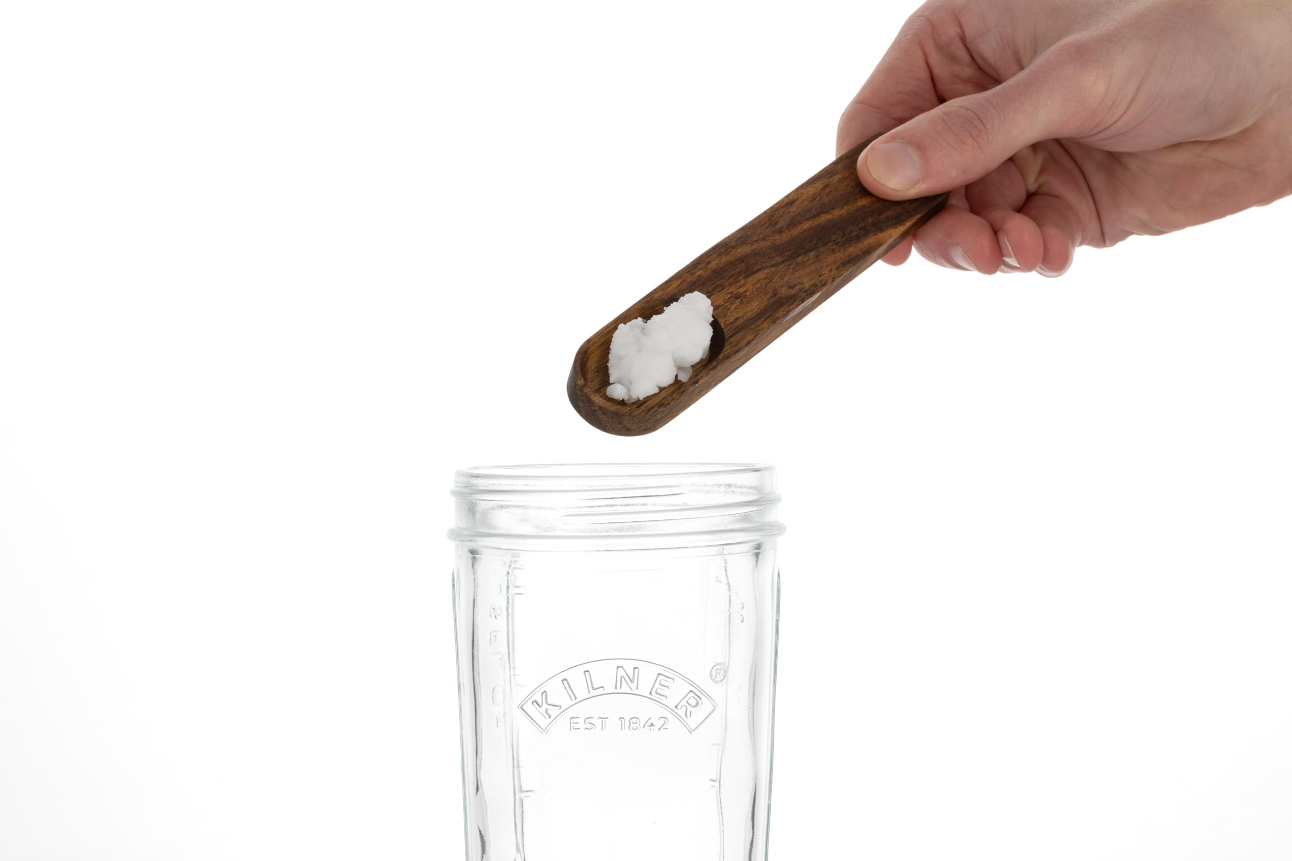 Kilner Kefir - Set di barattoli da 0,5 litri a bocca larga con tappo in silicone, cucchiaio dosatore in legno di faggio e coperchio in acciaio inox, per preparare bevande probiotiche