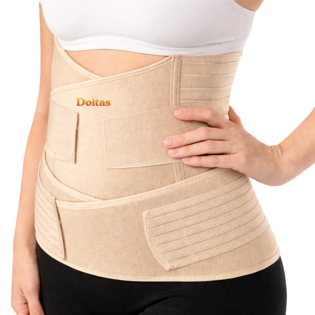 DOLTAS 3-in-1 Post Pregnancy Abdominal Belt for Women – C-Section Abdomen Belt & Belly Wrap for After Delivery Recovery – Adjustable Postpartum Belt, Maternity Belt for Waist, Pelvis & Tummy Support (Free Size) (Beige Skin)-image-34