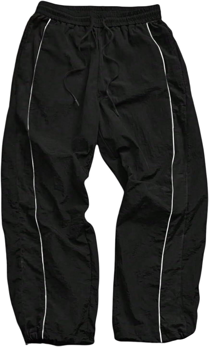 SHENHE Men's Y2k Wide Leg Color Block Baggy Parachute Pants Hip Hop Track Trousers Streetwear