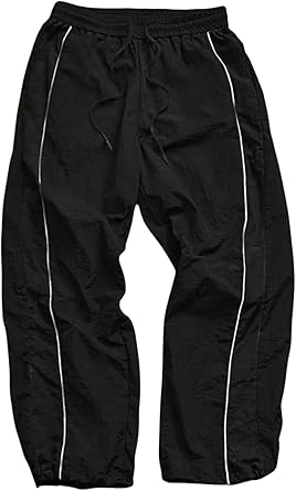 SHENHE Mens Y2k Wide Leg Color Block Baggy Parachute Pants Hip Hop Track Trousers Streetwear