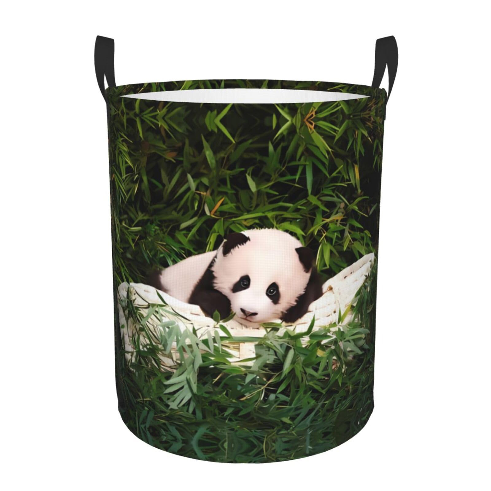 M Circular Hamper Cute Little Panda Print for Dirty Clothes