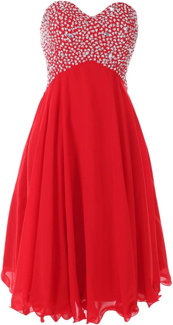 Miya Strapless Chiffon Short Prom dress evening dress party dresses Size 4 Red