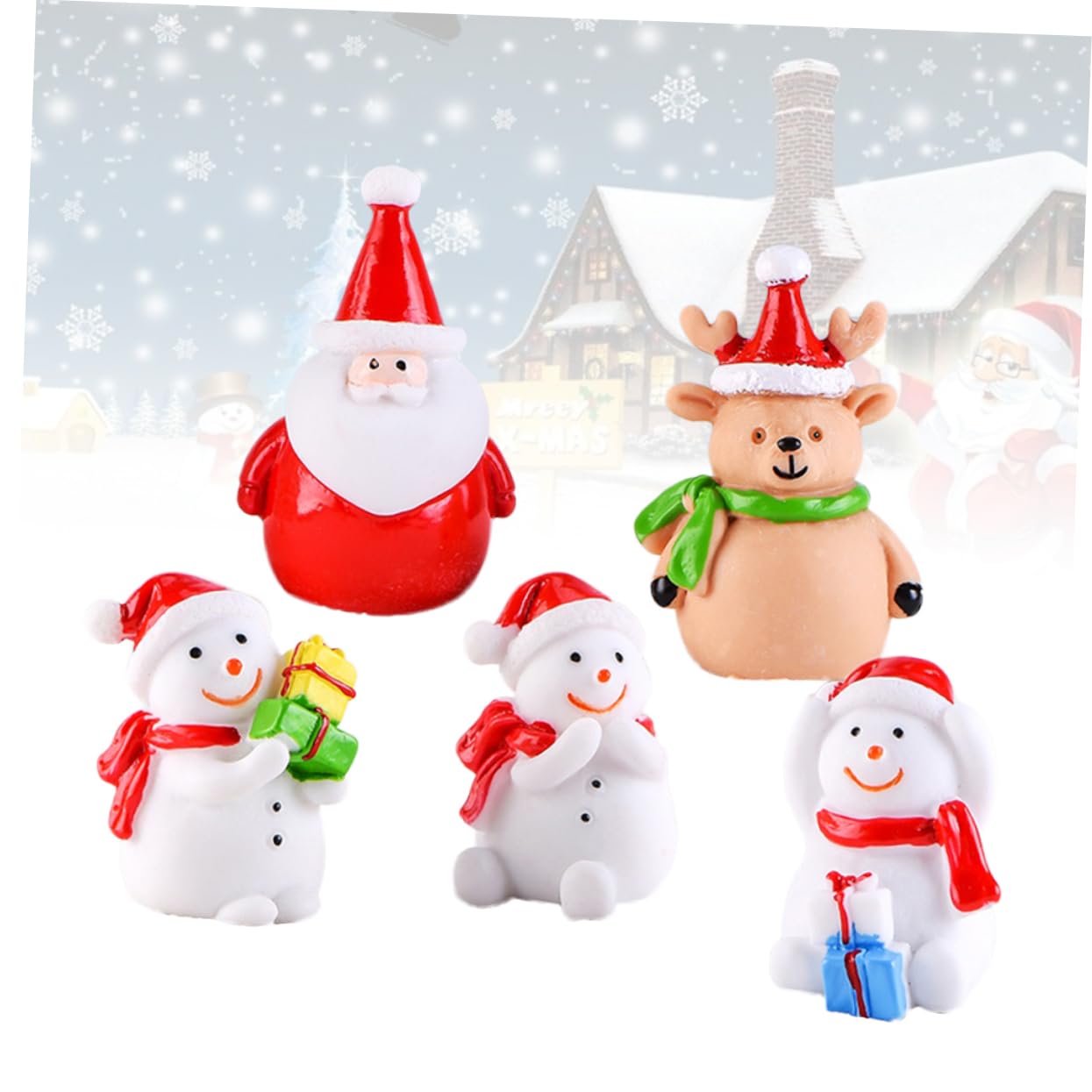 Kisangel 42 Piezas Muñeca De Resina Navidad para Niños Estatuilla De Muñeco De Nieve De Navidad Decoración De Casa De as De Mini Adornos De Papa Noel Accesorios Escritorio