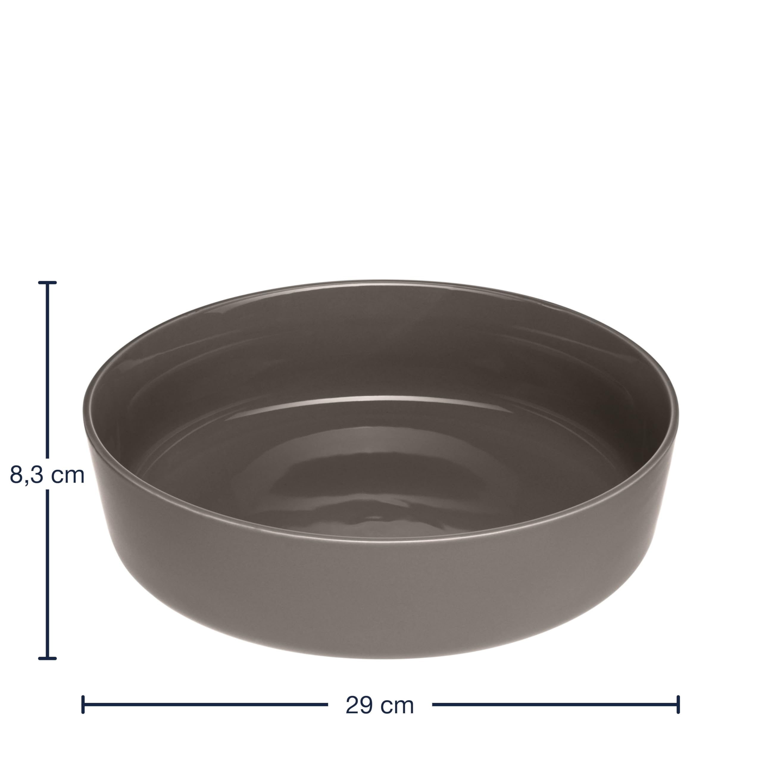 LEONARDO HOME Roma 027925 Saladier en céramique avec surface émaillée, 1 pièce, Ø 29 cm, passe au micro-ondes et au lave-vaisselle, empilable, couleur taupe
