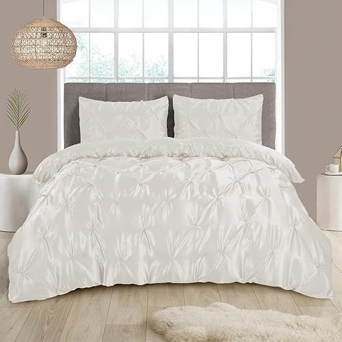 Miniatura 7 de Juego de funda de edredón de satén de 1 pieza, tamaño King de Alaska, juego de cama de lujo sedoso como rosa con cierre de cremallera, solo 1 funda