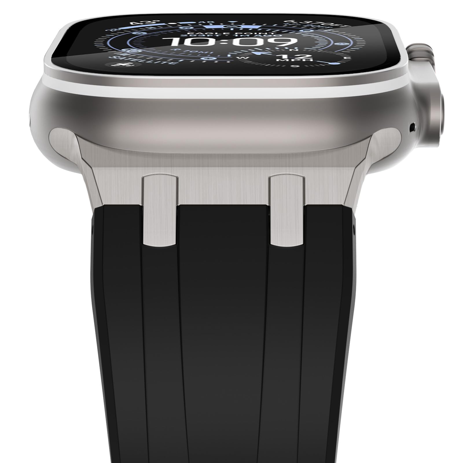 NewWays Silicone Strap Compatible with Apple Watch 49mm 46mm 45mm 44mm 42mm(Series 3 2 1), Sport Straps Replacement Band for iWatch Ultra 3 2 1 Series 11 10 9 8 7 6 SE 5 4 3 2 1,Black/Titanium