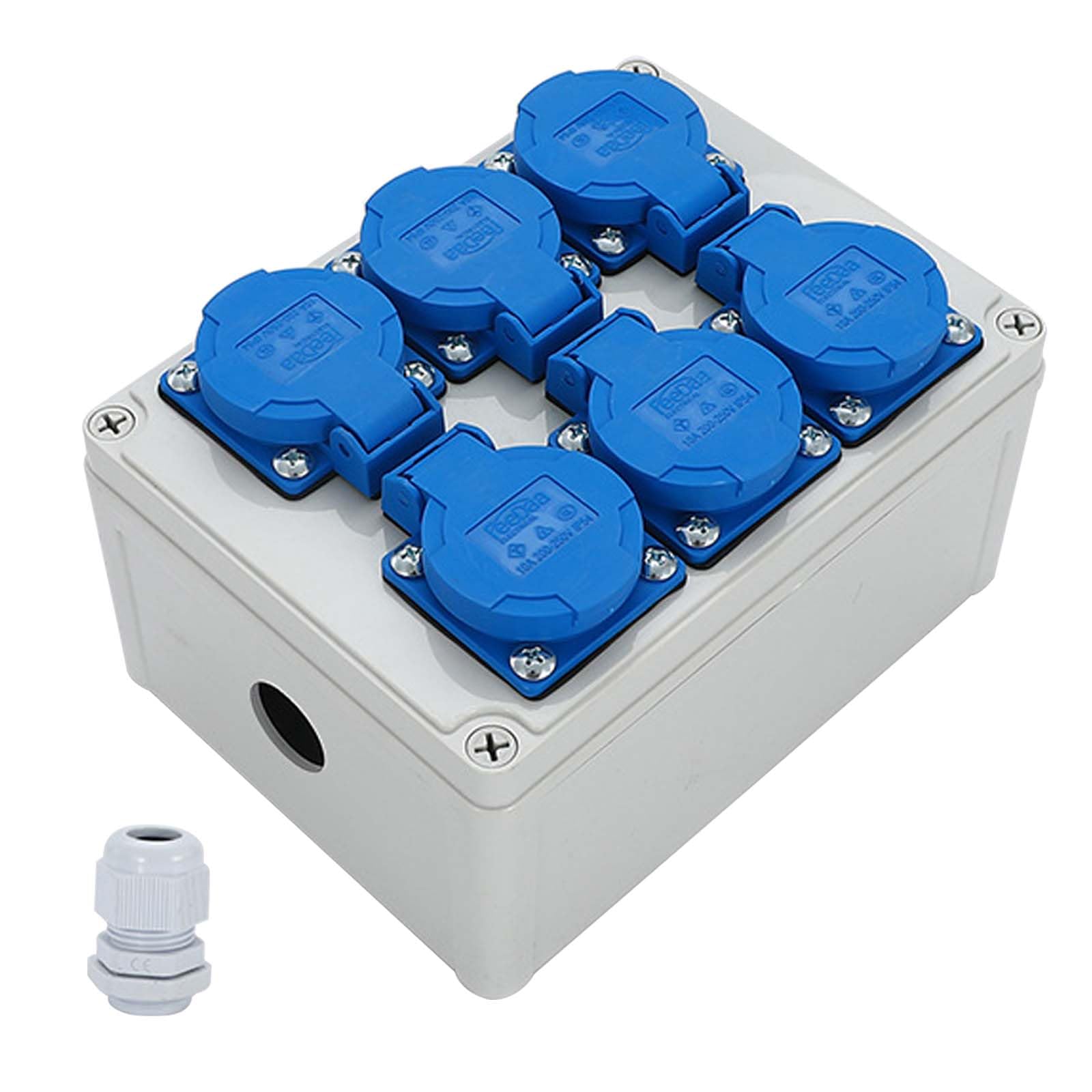 Wandverteiler Stromverteiler 6 x 220V: Wasserdichtheitsklasse IP54, Baustromverteiler Steckdosenverteiler, Wandverteiler mit Anschlussklemme, Baustromverteiler für Indoor/Outdoor-Bereich, Werkstätten