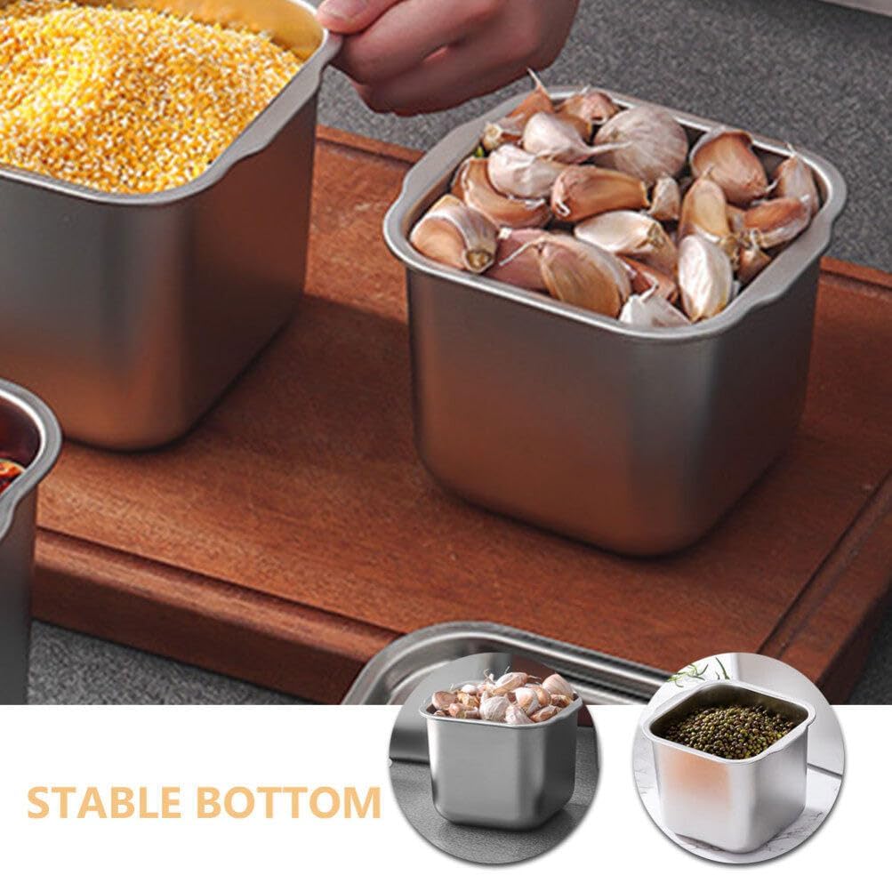 Stainless Steel Condiment Pot Seasoning Container with Lid for Kitchen