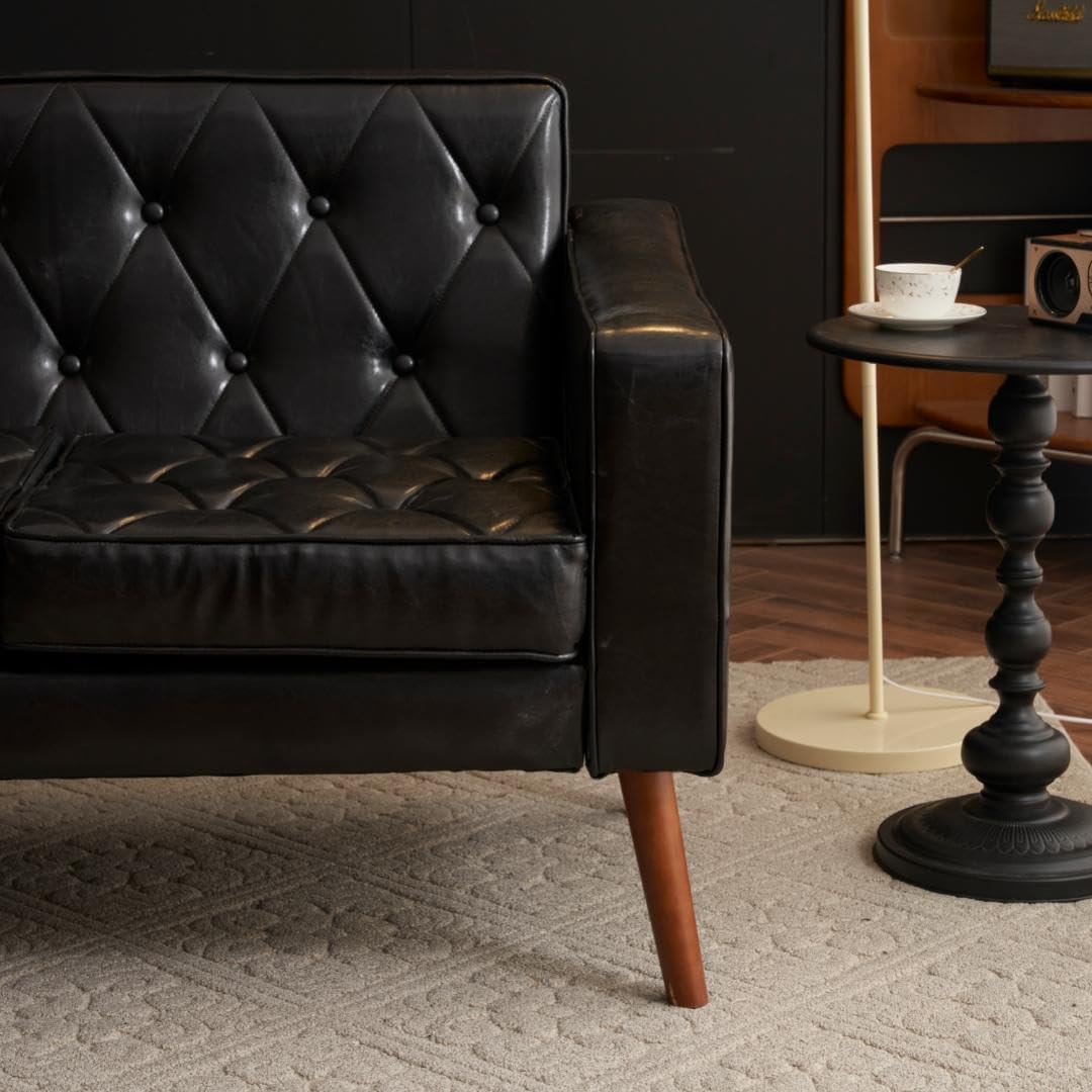 ソファー 3人掛け レトロ PVCレザータイプ 合皮 お掃除ロボット通れる