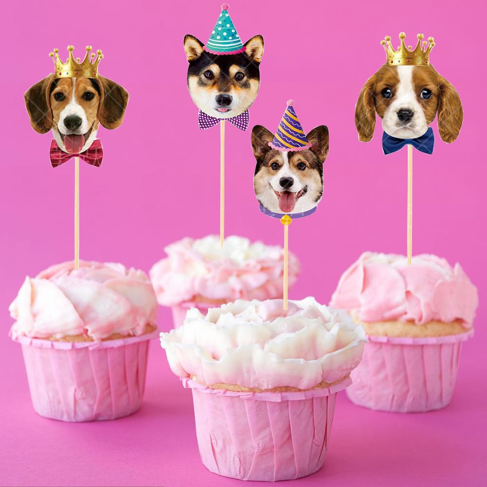 SAMOKA 犬用カップケーキトッパー 24個 子犬カップケーキトッパー 犬用ケーキトッパー 犬の誕生日デコレーション 食品・飲料・お酒