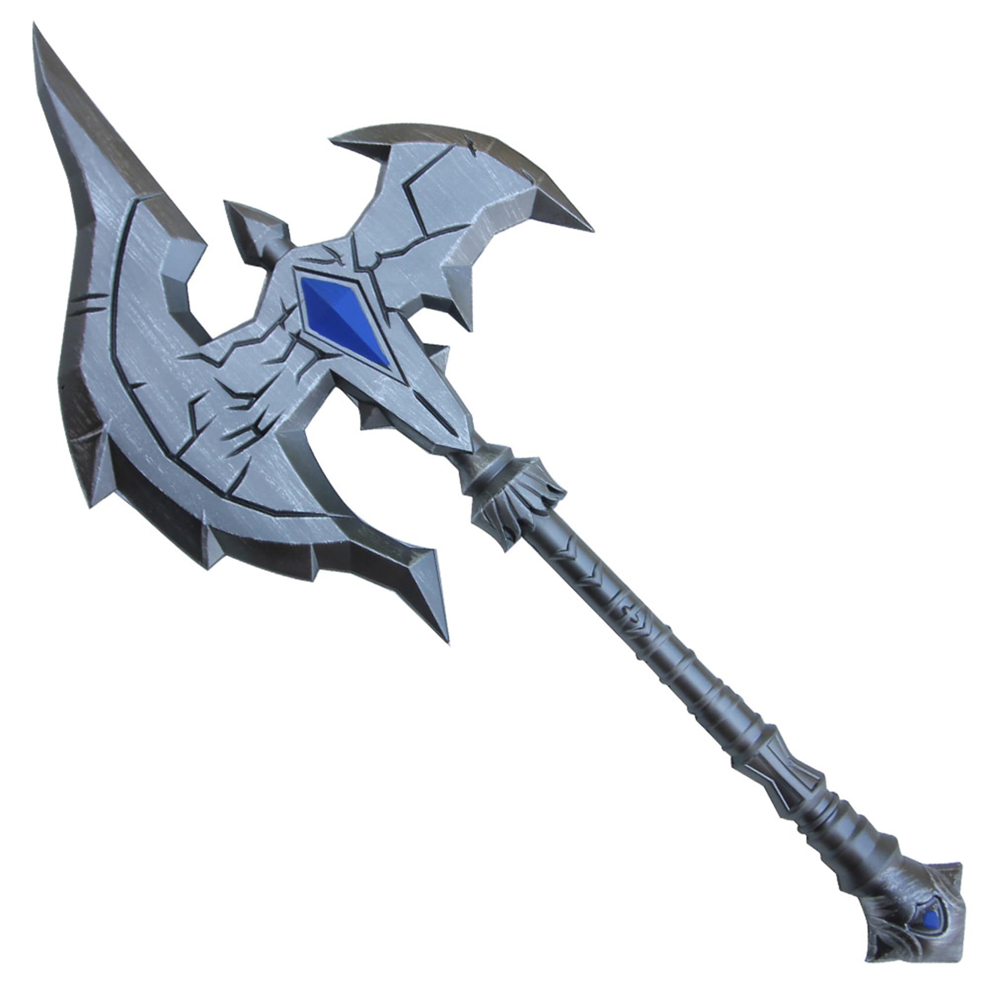 Armory Replicas™ 36" Fantasy Foam Battle Axe with Faux Sapphire – Two-Handed LARP & Cosplay Prop | Durable Polyurethane with 10mm Core | Hand-Painted for Costumes, Conventions & Display