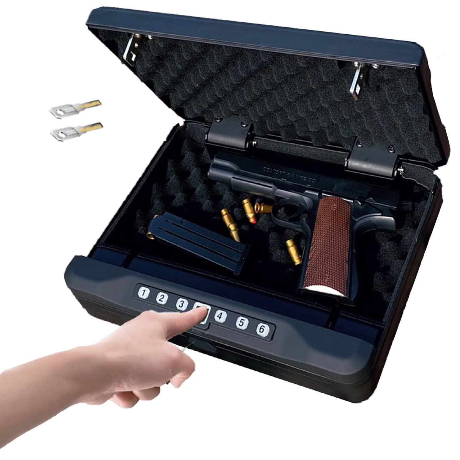 Cassaforte per Pistola Intelligente con Impronte digitali, cassaforte per Pistola Portatile, Cassetta dei Contanti con Serratura, Mini cassaforte con Serratura a Chiave di Sicurezza