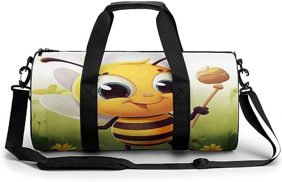 Gym Bag, Honey Beem Printed Gym Bag,cylinder Gym Bag,sports Luggage Bag,weekend Luggage Bag