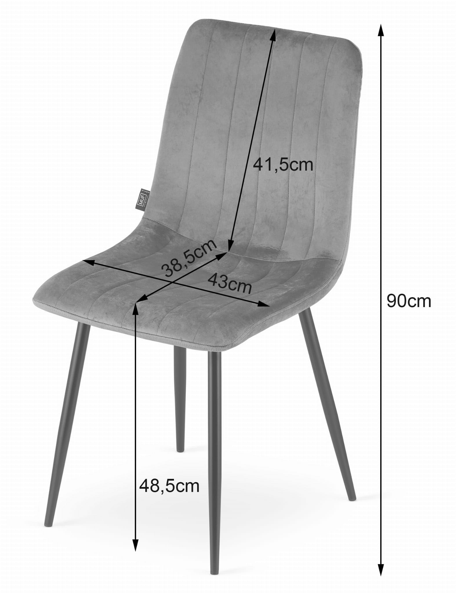 Chaise Velours Salle à Manger Lot 4 Noir