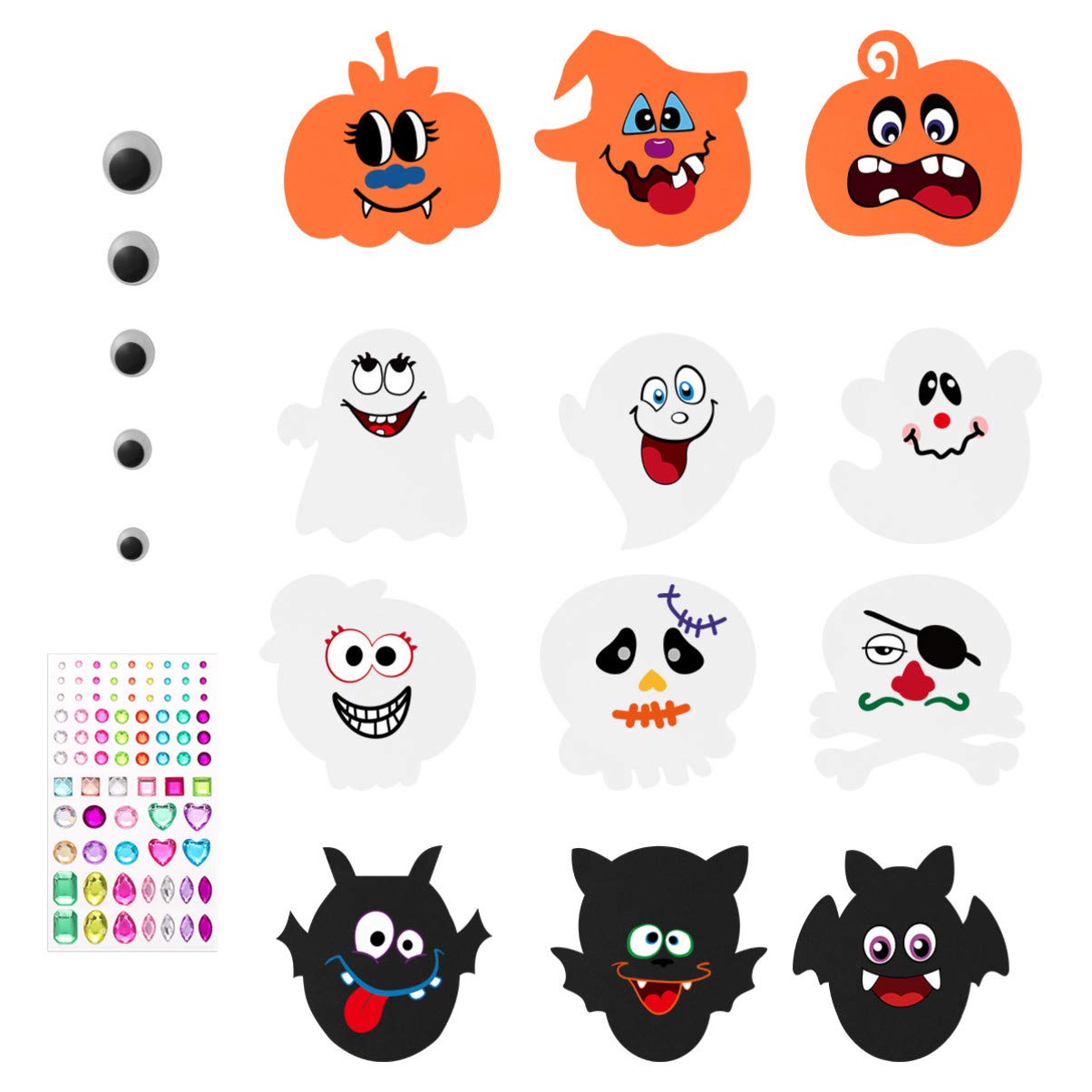 Toyvian Halloween Pumpkin Face Stickers DIY Creative Supplies Face Stickers Foam Boards Decoration Parent-Child Interactive toy,1 Set