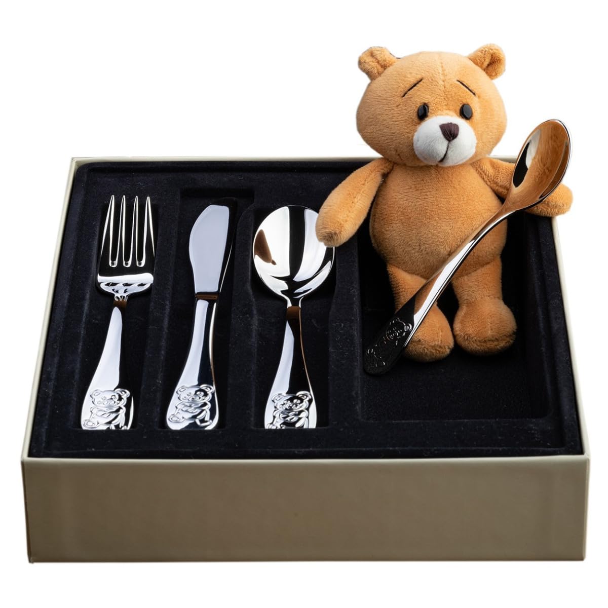 JOYERÍA EL FARO | Cubiertos infantiles personalizados | Cubiertos personalizados infantiles con nombre | Grabado personalizado | Presentación en estuche premium (Modelo 2)