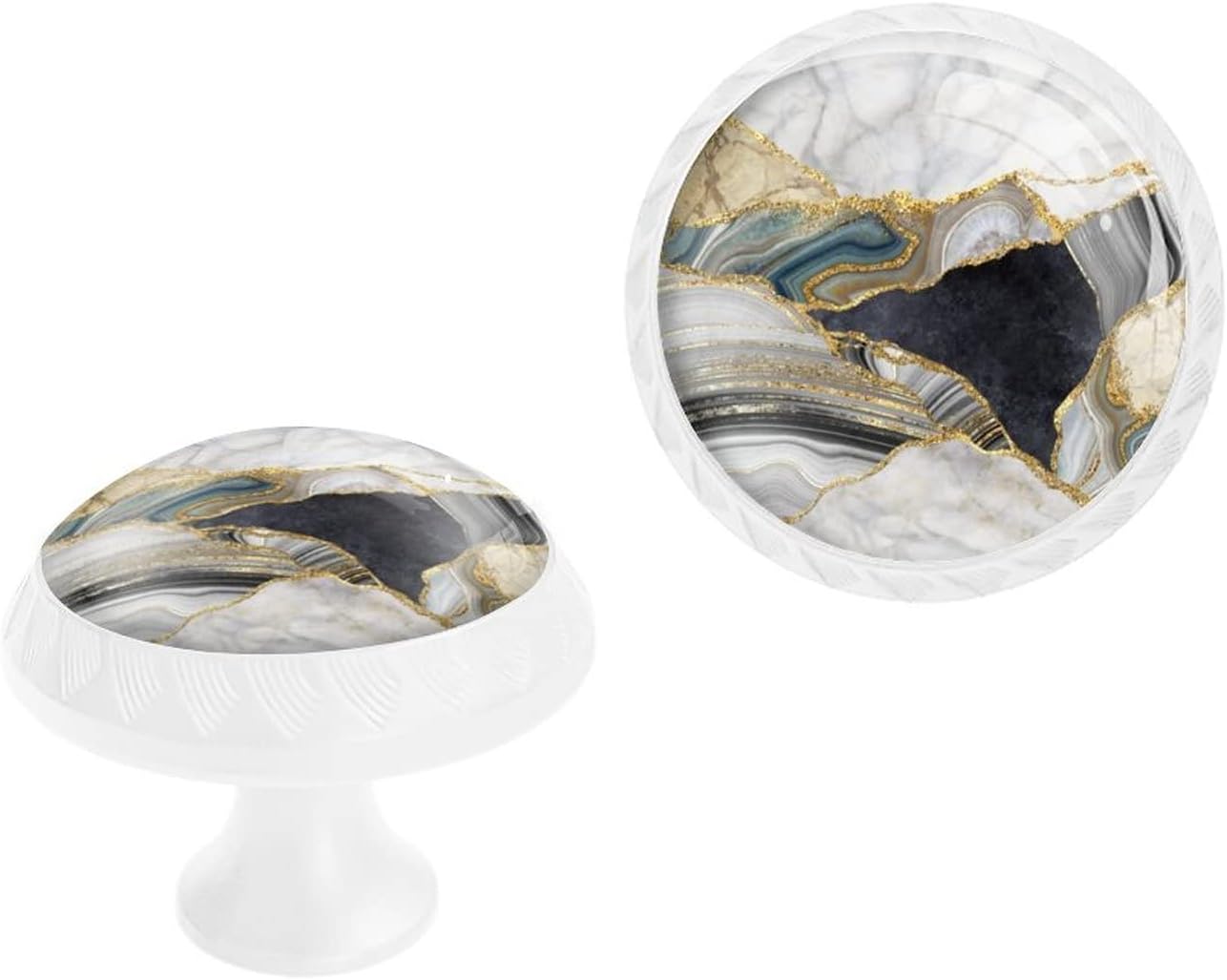 Elohiym 4 Pack Black Granite White Marble Agate Drawer Handles,White ...