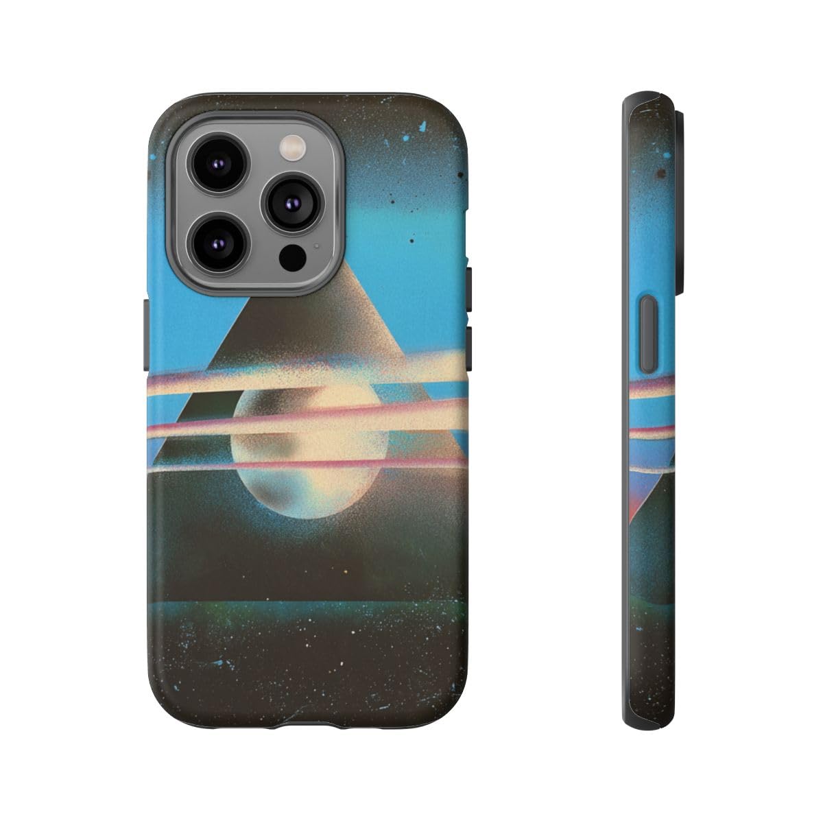 Coque iPhone 14 Pro design surréaliste mate pyramide noire - 5