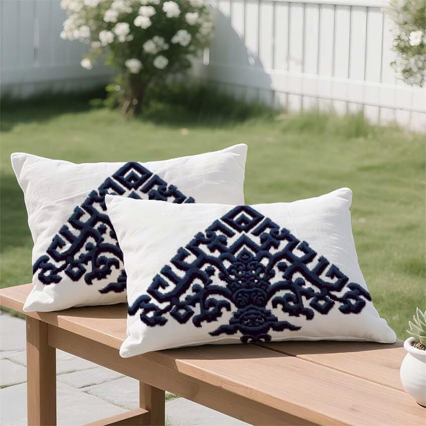 Housse de coussin 60x90cm rectangulaire lin impermeable avec impression double face