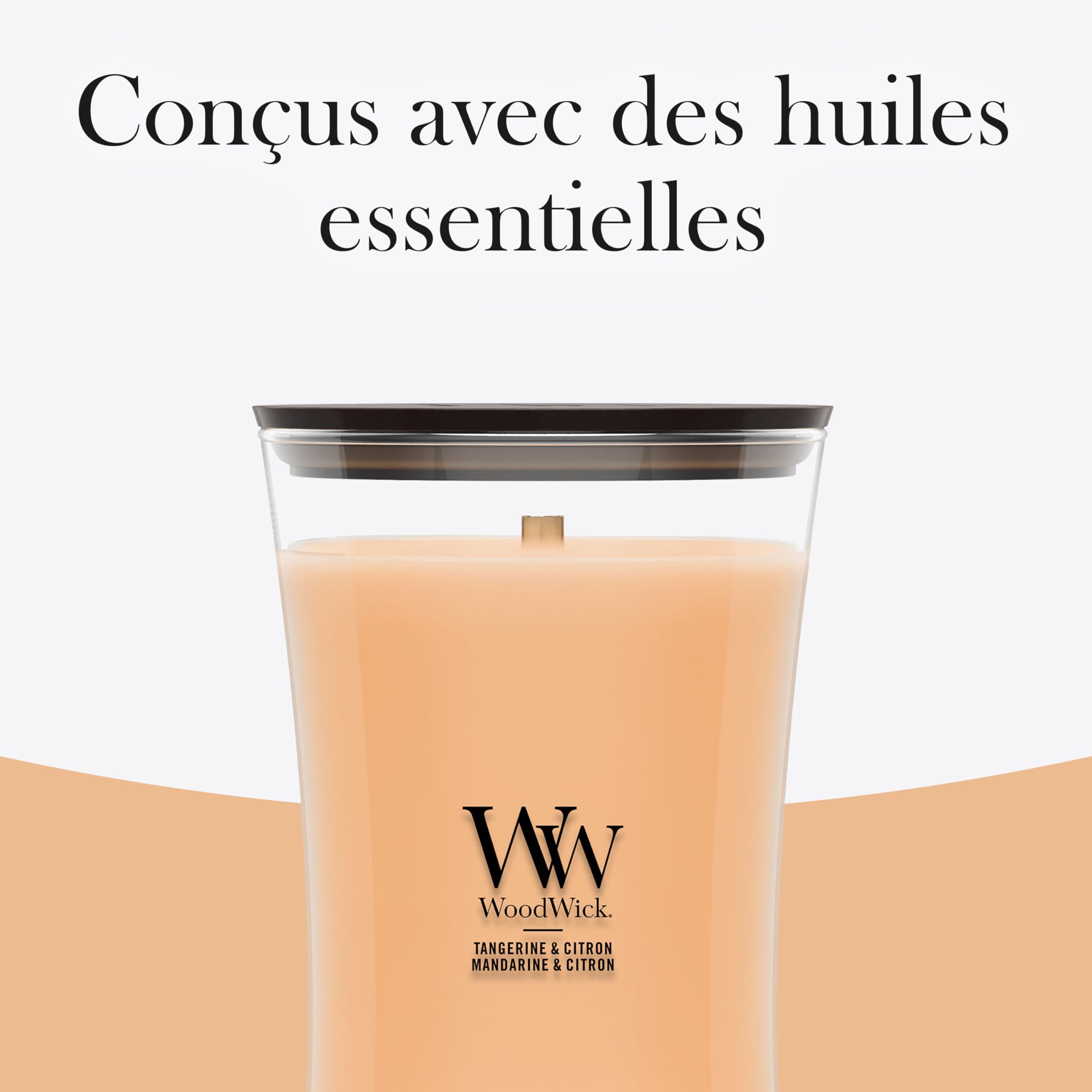 WoodWick Bougie parfumée | Grande bougie sablier | Mandarine & citron | Cadeaux parfaits pour femmes