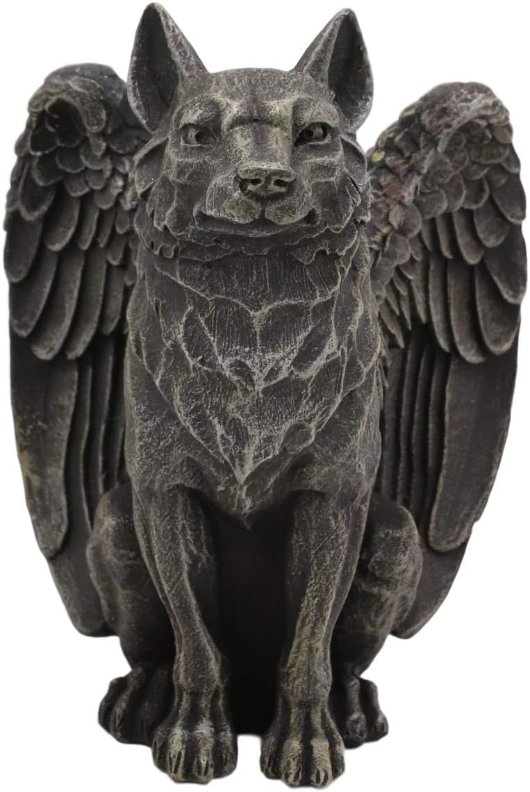 Ebros Sitting Gothic Angel Winged Wolf Candle Holder Statue Denizen Of The Twilight Werewolves Direwolf Fantasy Decor Sculpture For Halloween Underworld Macabre Mystic Decorative Candleholder Figurine