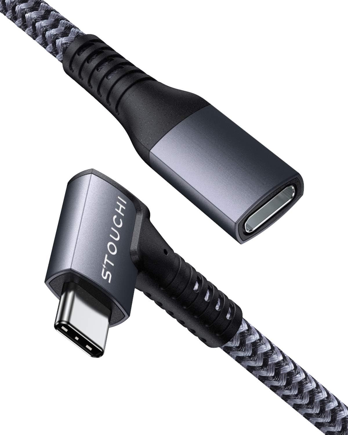 Amazon Com Usb C Extension Cable Stouchi 3 3ft 1m Right Angle 90 Degree 3 2 Gen2 10gbps Male To Female Type C Extender Cord Compatible With Thunderbolt 3 Macbook Pro Air Nintendo Switch Ipad Pro 2020