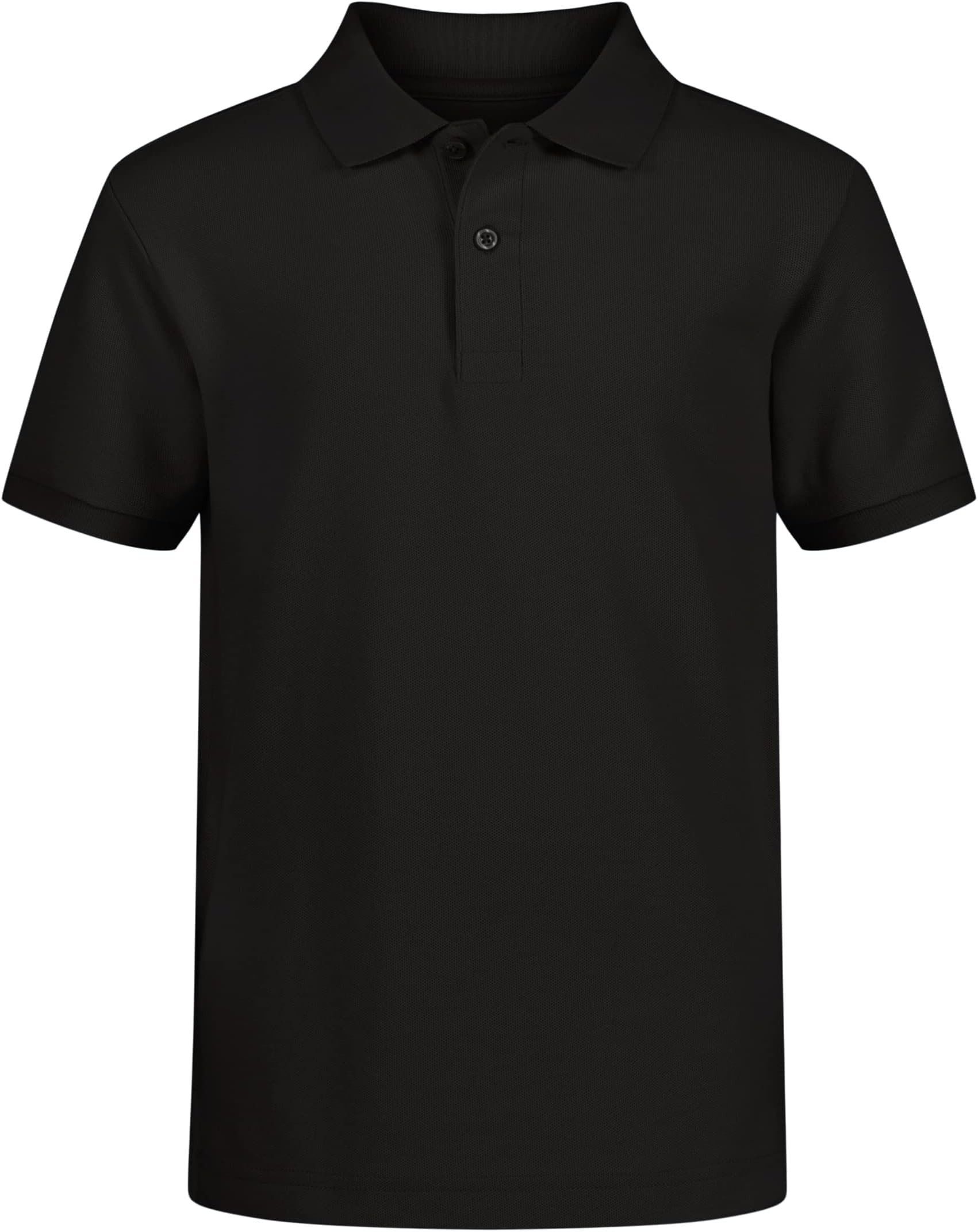 Boys' School Uniform Short Sleeve Polo Shirt, Button Closure, Comfortable & Soft Pique Fabric